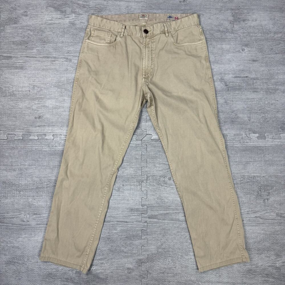 34x28 Faherty Stretch Terry 5 Pocket Pants Men’s Beige Straight Casual Preppy